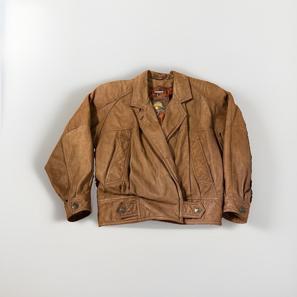 Vintage Oversized Adventure Bound Leather Bomber Jacket Thinsulate Lined Mens S